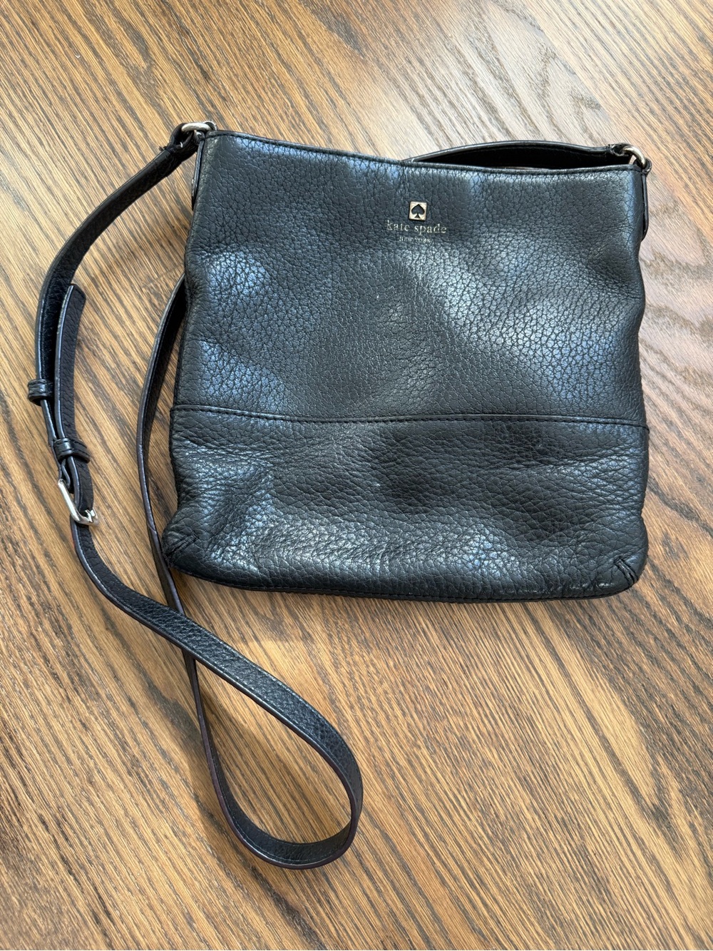 Vintage kate spade Black Pebbled Leather Adjustable Crossbody Bag
